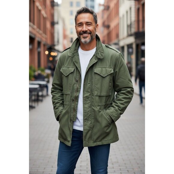 Vintage Alpha Industries M65 Mens Field Jacket Olive Green Cold Weather Coat - Picture 1 of 14